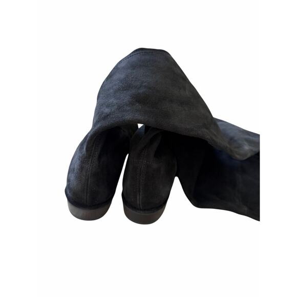 Stuart Weitzman Suede Over The Knee Boots Black Almond Toe Size 6.5 Pull On Styl - Picture 6 of 9